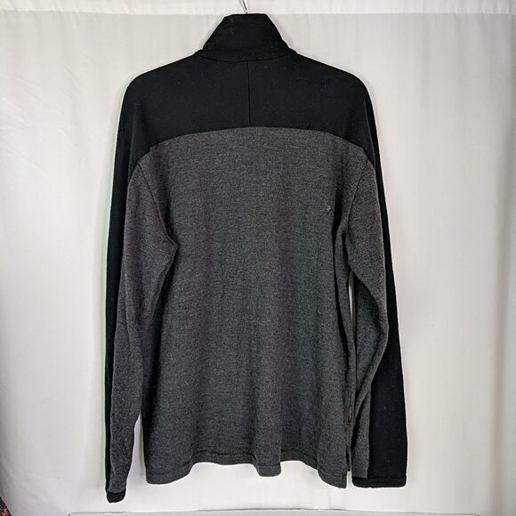 Icebreaker Merino Wool Quarter Zip Pullover Sweater Men XL Gray Black Thumbhole - Picture 6 of 9